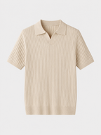 Herren Strickpoloshirt mit kurzen Ärmeln