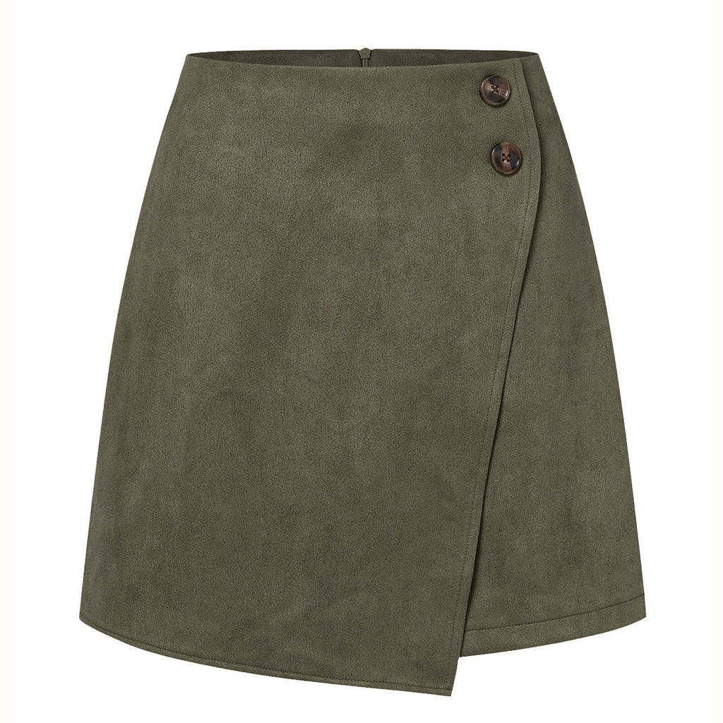 Damen asymmetrischer Rock aus Veloursleder