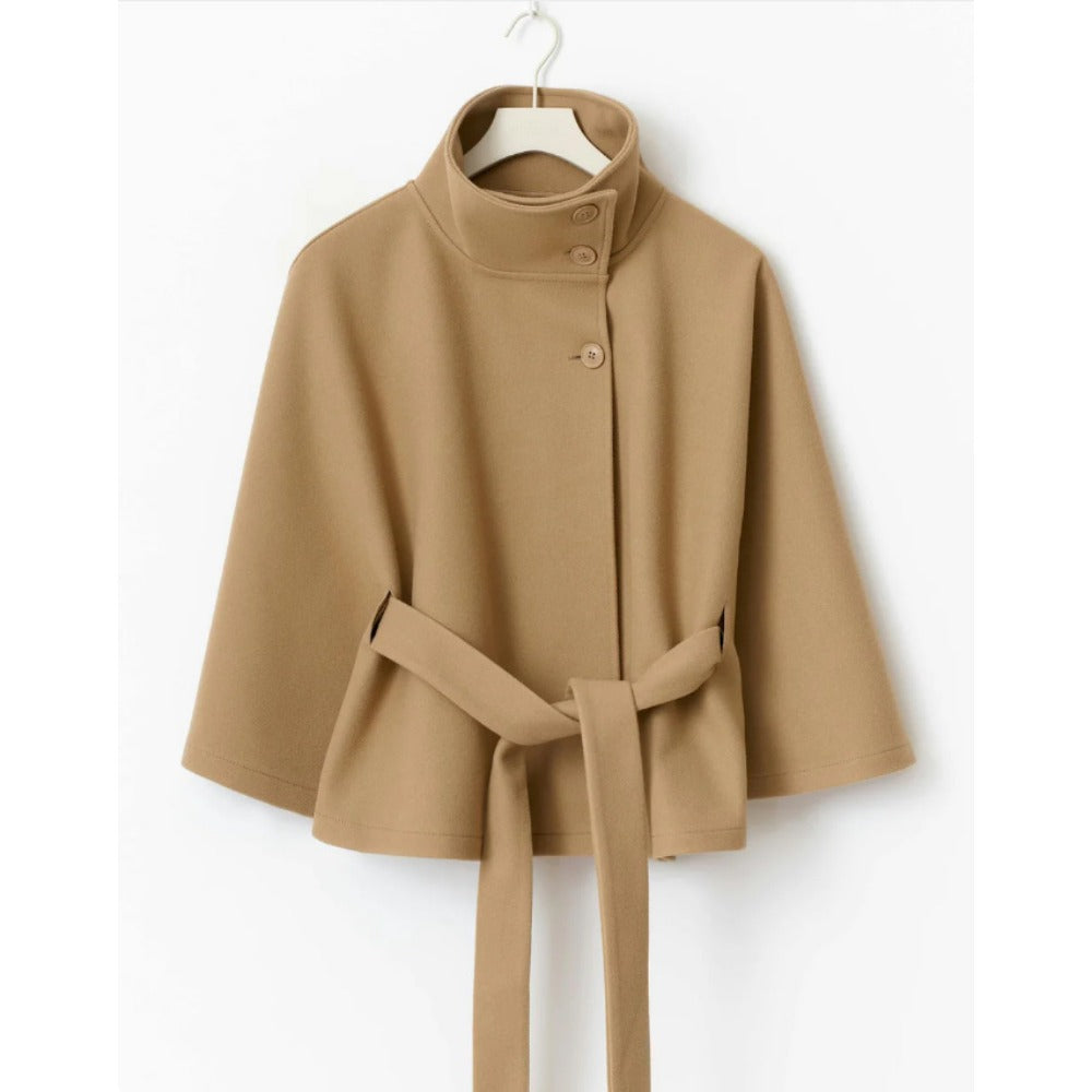 Damen Cape Mantel mit hohem Kragen