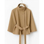 Damen Cape Mantel mit hohem Kragen