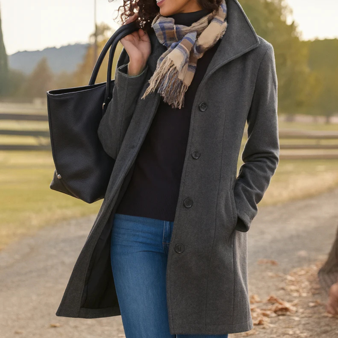 Damen klassischer Wintermantel mit Knopfleiste