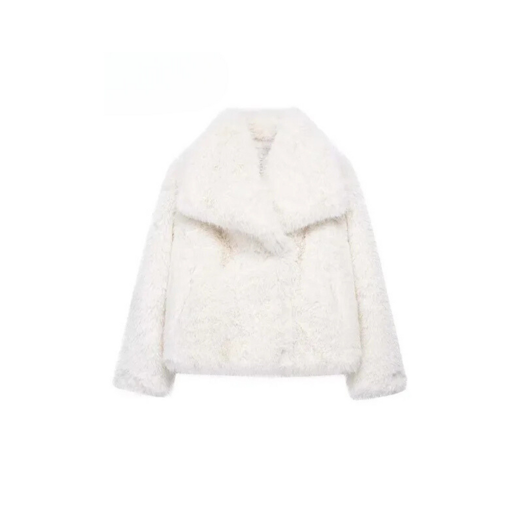 Damen Oversize Kunstpelz Jacke