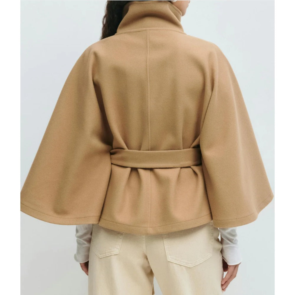 Damen Cape Mantel mit hohem Kragen