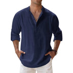 Herren Leinen Henley Shirt Relaxed Fit für den Sommer