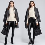 Damen gefütterte Lederleggings warm und elastisch