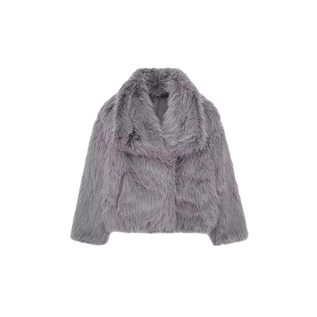Damen Oversize Kunstpelz Jacke