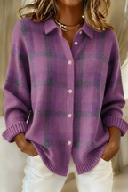 Damen Karo Strickjacke
