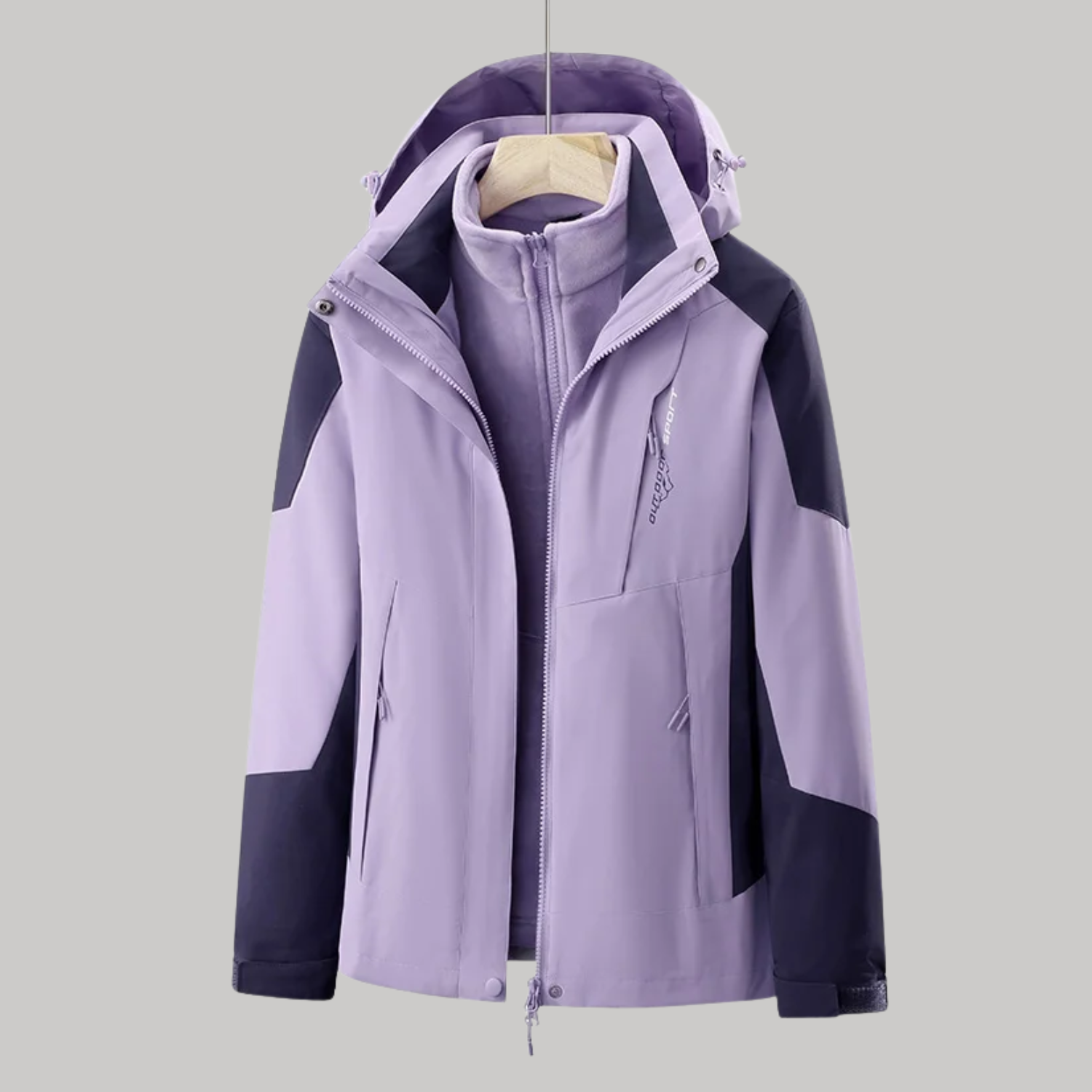 Damen 3 in 1 Jacke wasserdicht mit Kapuze
