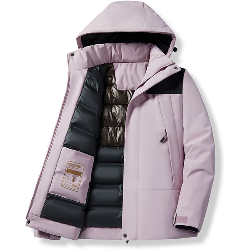 Damen warme Skijacke mit Kapuze und Taschen