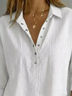 Damen Bluse mit Knopfleiste und 3/4-Ärmeln