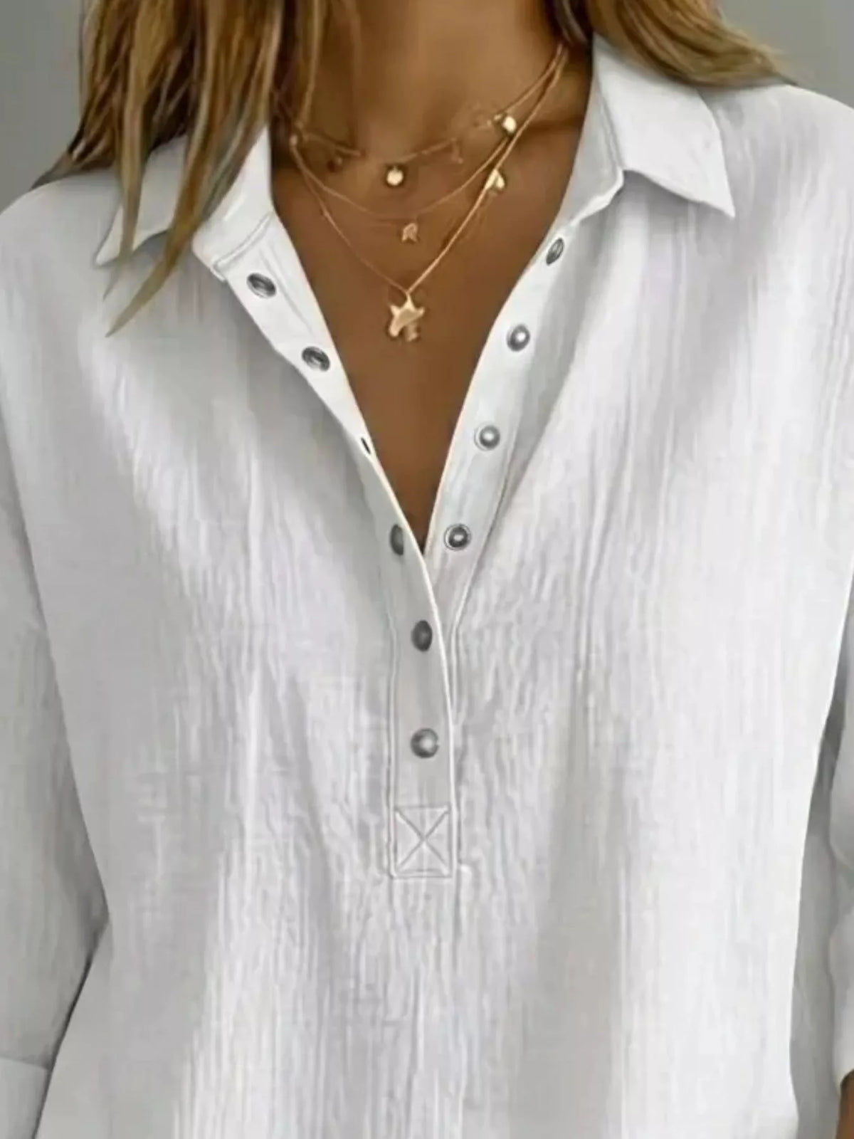 Damen Bluse mit Knopfleiste und 3/4-Ärmeln