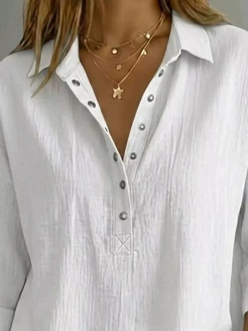 Damen Bluse mit Knopfleiste und 3/4-Ärmeln