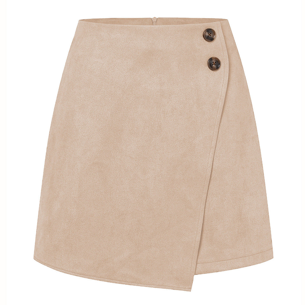 Damen asymmetrischer Rock aus Veloursleder