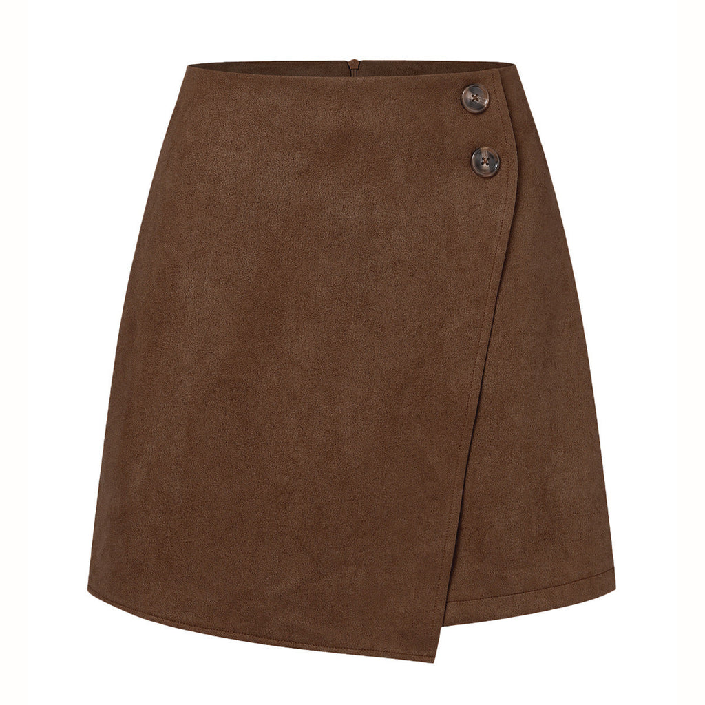 Damen asymmetrischer Rock aus Veloursleder