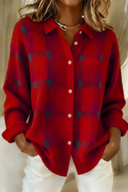 Damen Karo Strickjacke