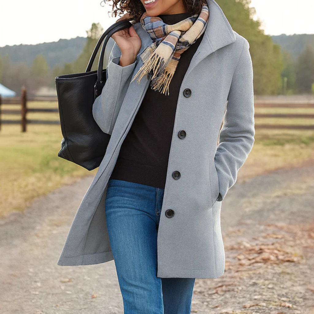 Damen klassischer Wintermantel mit Knopfleiste
