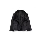 Damen Oversize Kunstpelz Jacke