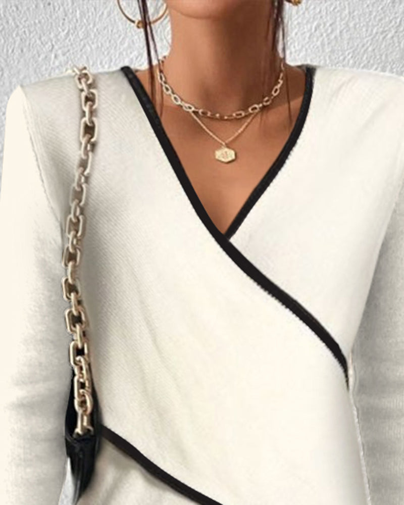 Damen Pullover mit V Ausschnitt