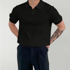 Herren Strickpoloshirt mit kurzen Ärmeln