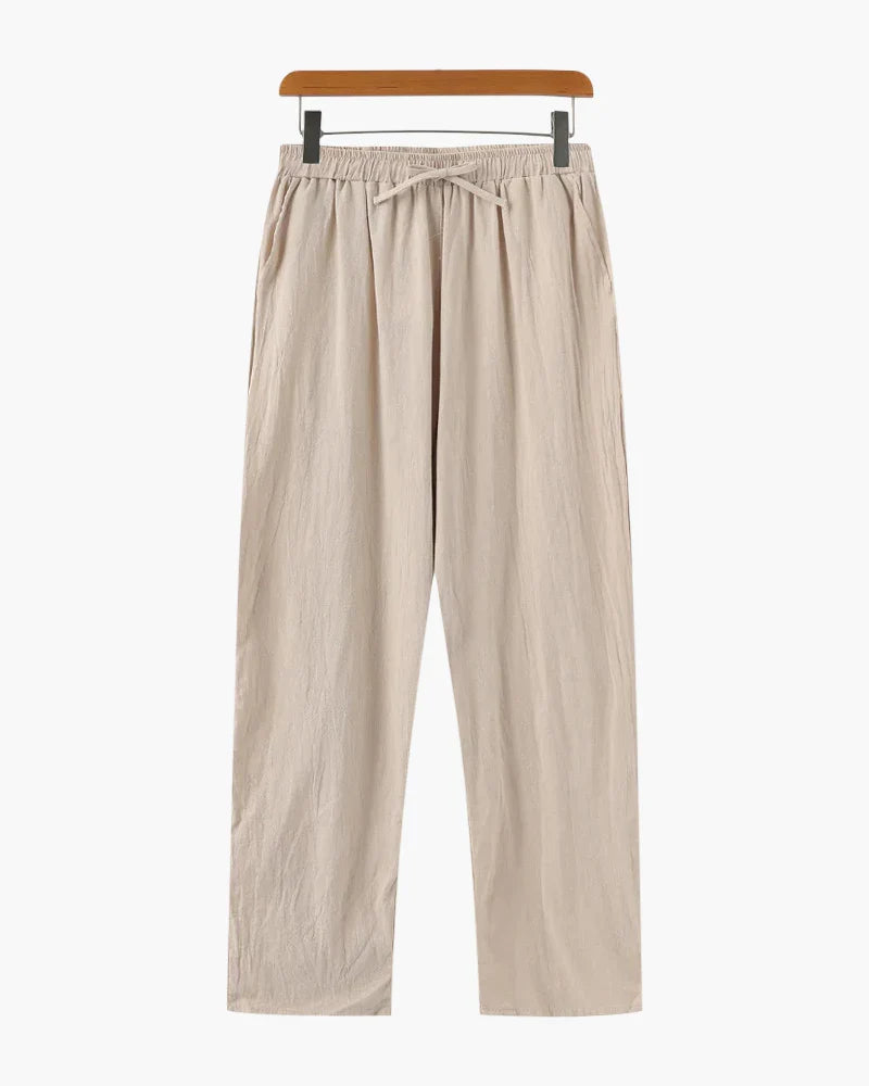 Damen Leinenhose weit mit Kordelzug
