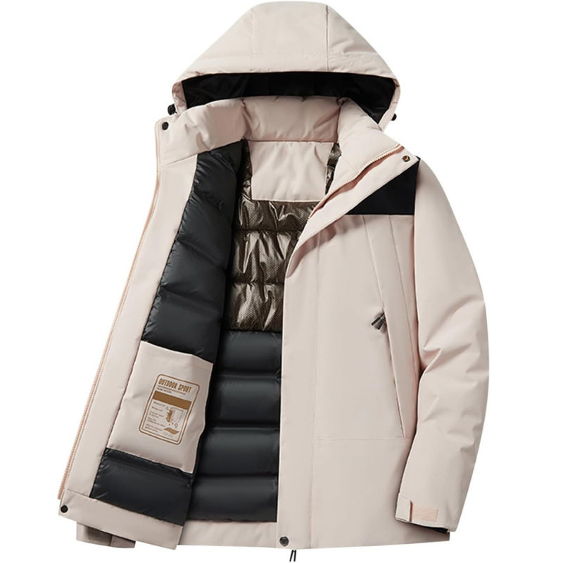 Damen warme Skijacke mit Kapuze und Taschen
