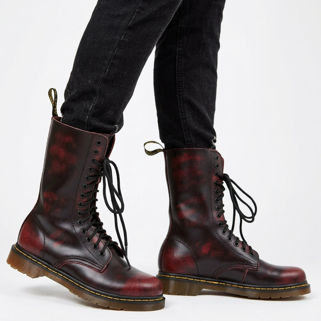Herren Combat Boots aus Leder mit Profilsohle