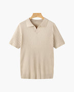 Herren Strickpoloshirt mit kurzen Ärmeln