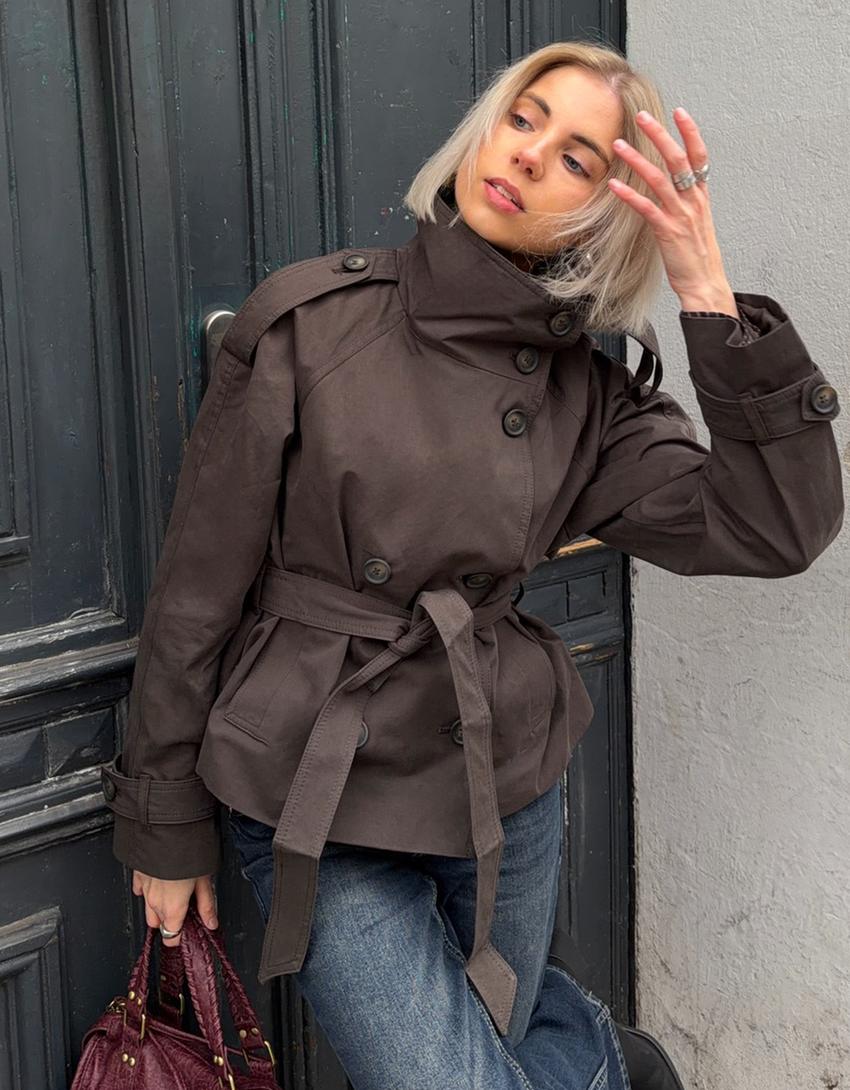 Damen Trenchcoat klassisch mit Gürtel