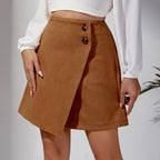 Damen asymmetrischer Rock aus Veloursleder