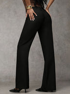 Damen Stoffhose weit mit Knopfverschluss