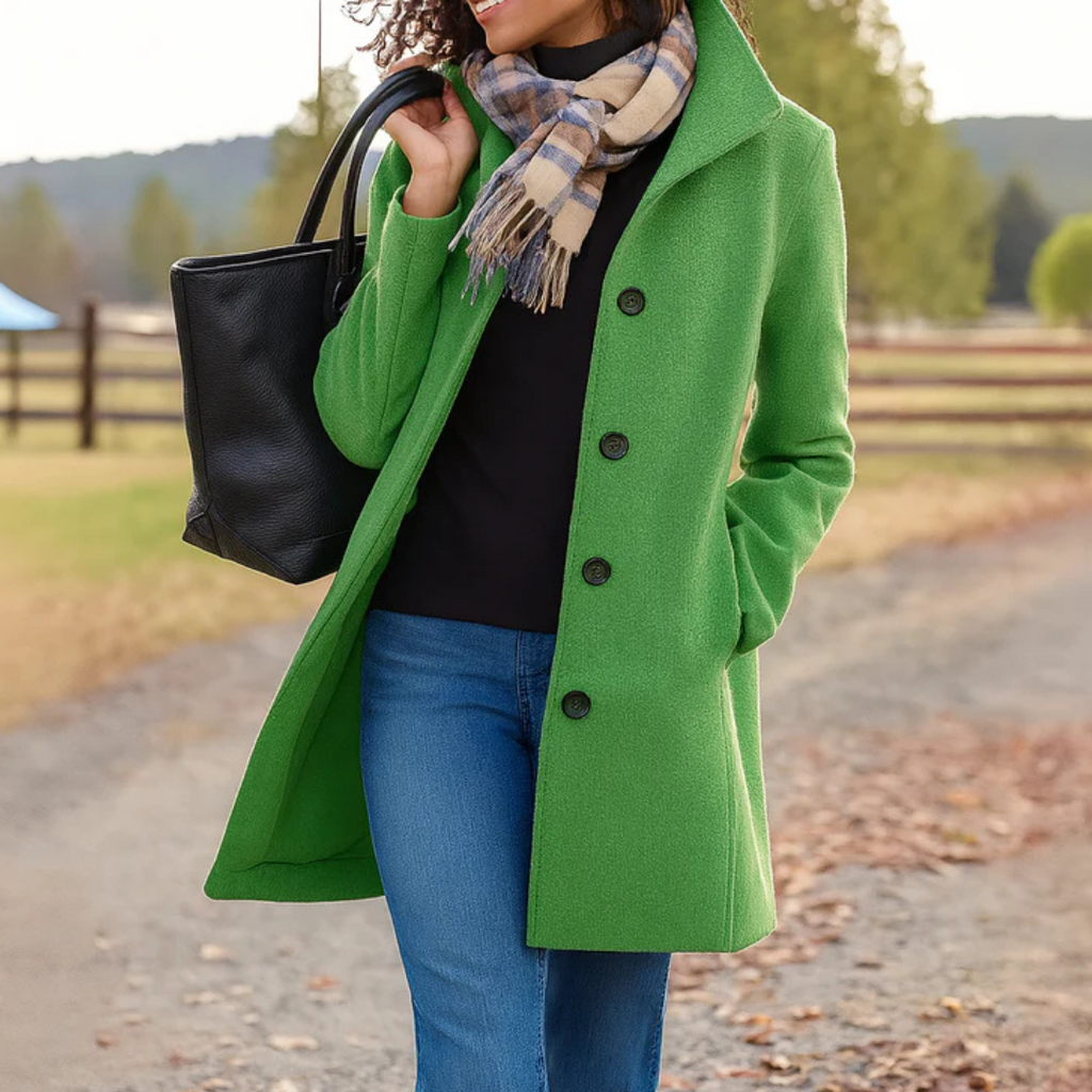 Damen klassischer Wintermantel mit Knopfleiste