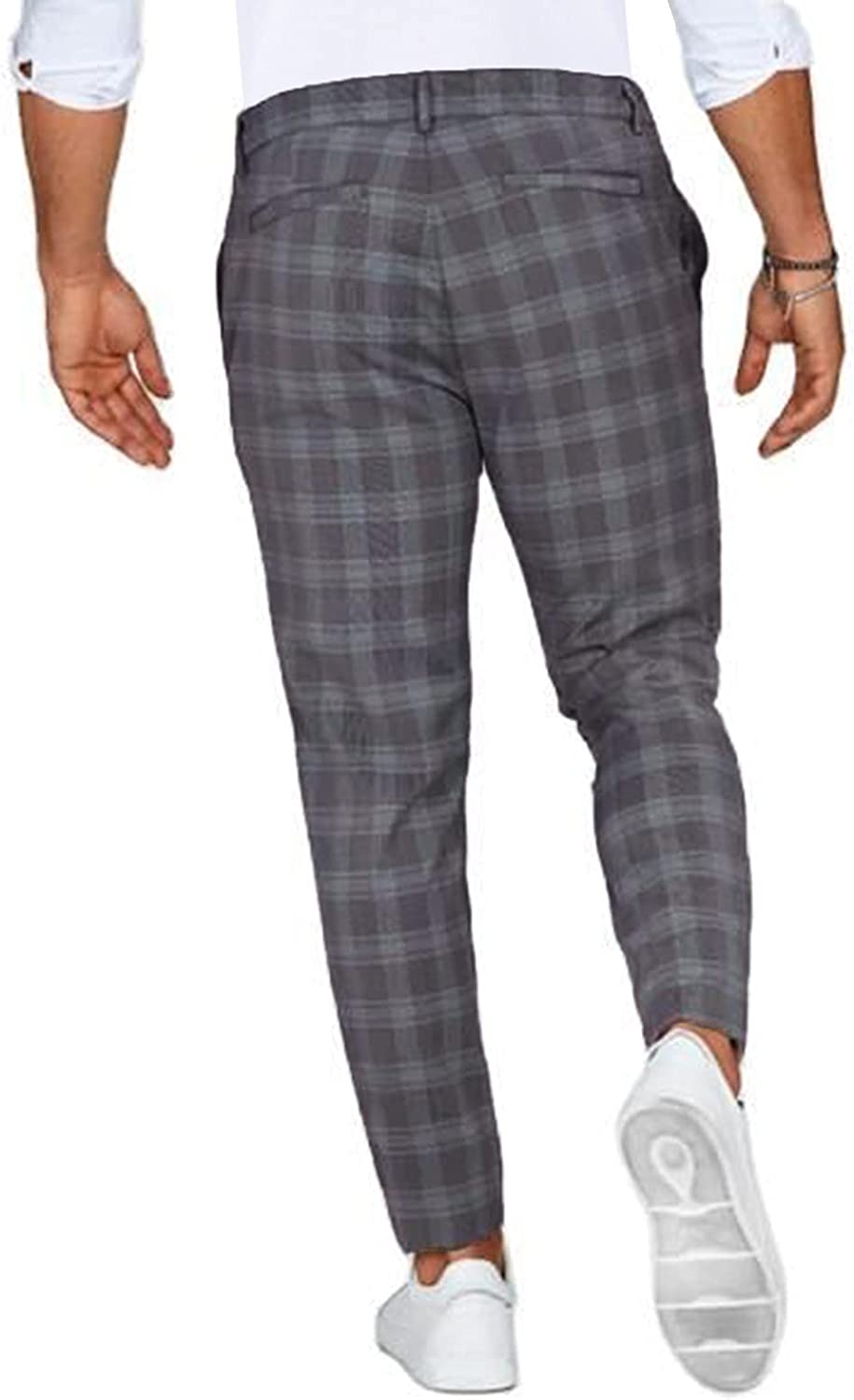 Herren bequeme Chinohose mit Karomuster