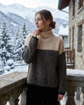 Damen Kaschmir Rollkragenpullover mit Chevron Muster