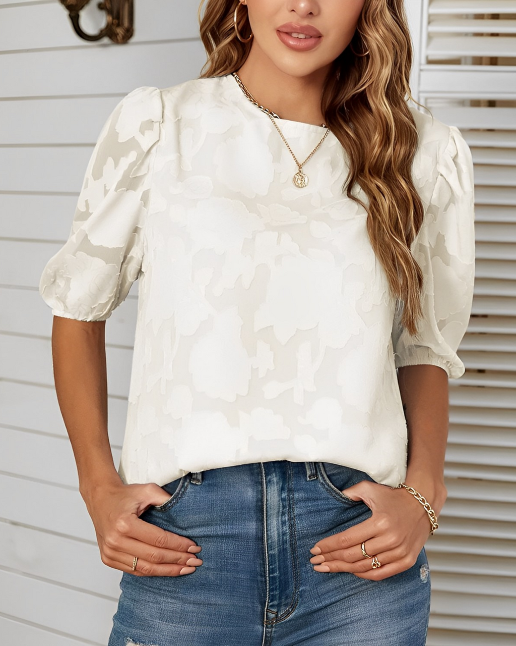 Damen Bluse aus Chiffon mit Blumenmuster
