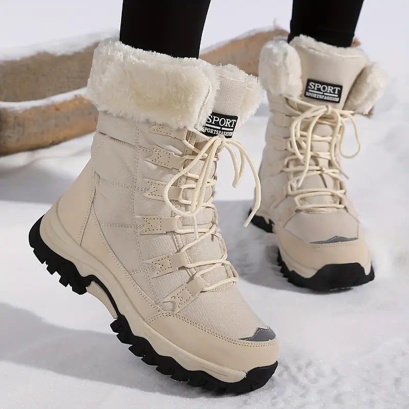 Damen wasserdichte Winterstiefel mit Kunstfellfutter