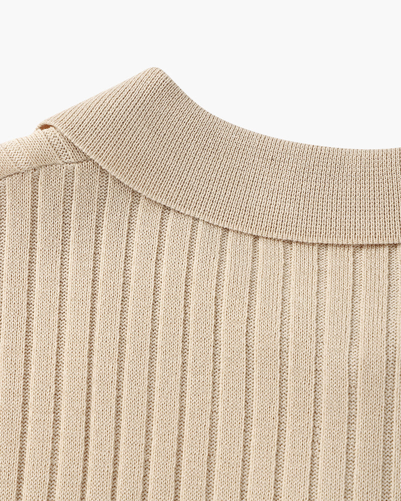 Herren Strickpoloshirt mit kurzen Ärmeln