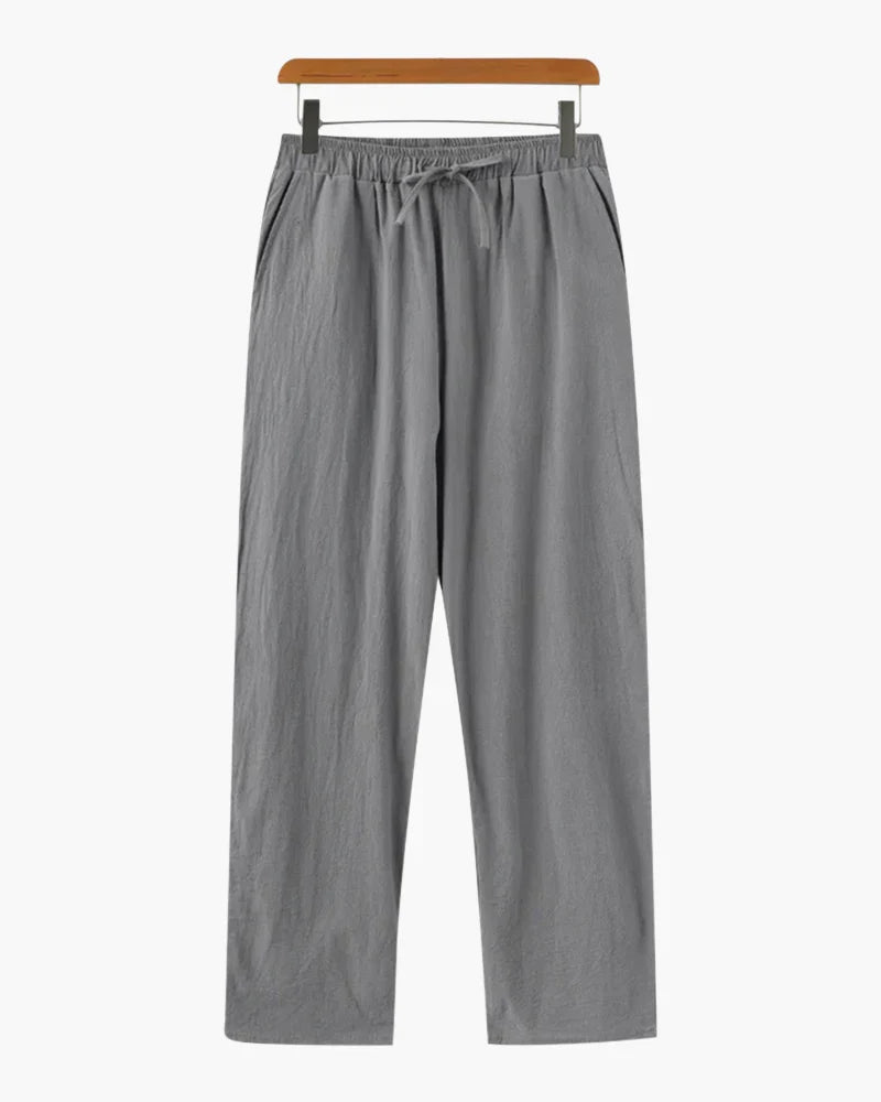 Damen Leinenhose weit mit Kordelzug