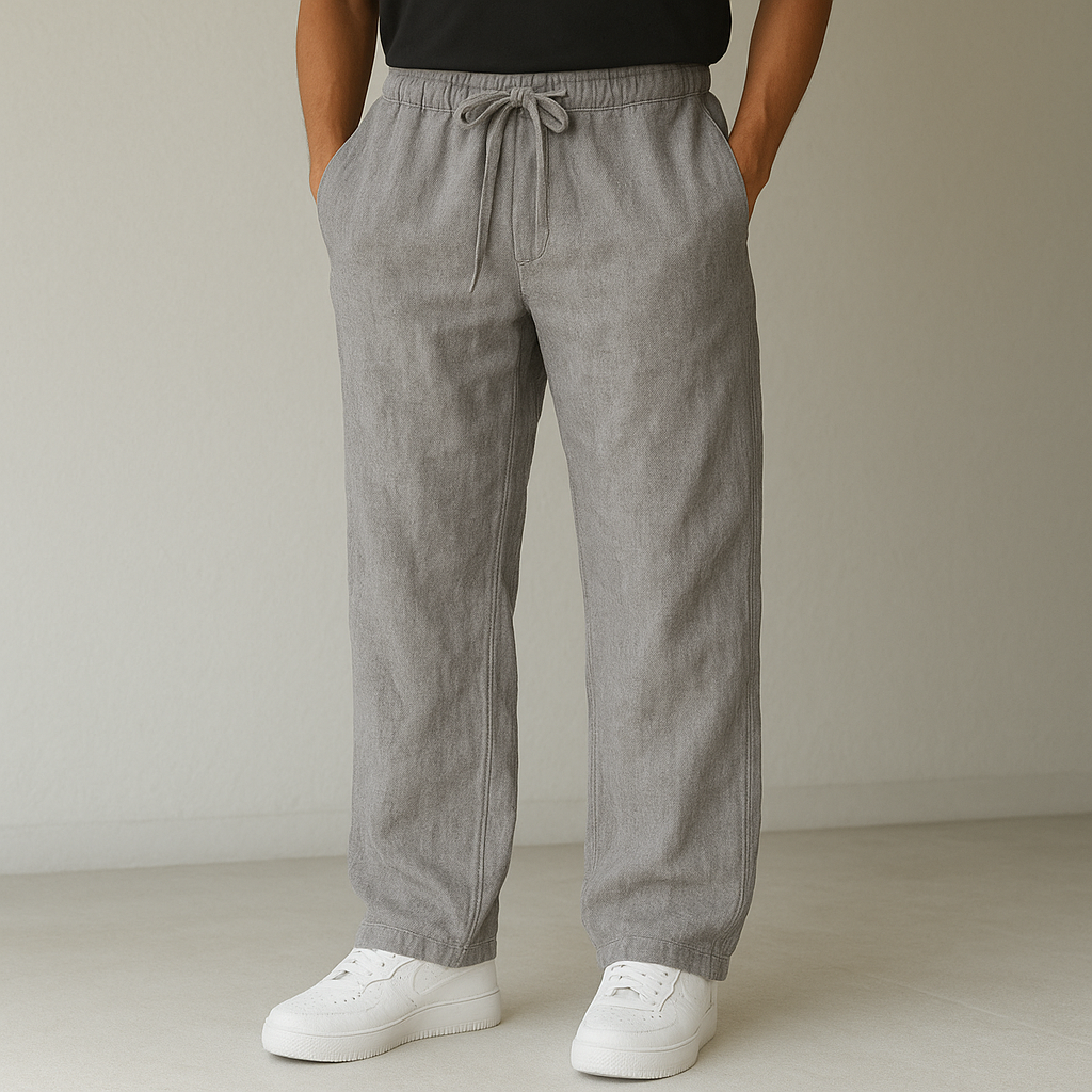 Herren Freizeithose mit Kordelzug und weitem Bein