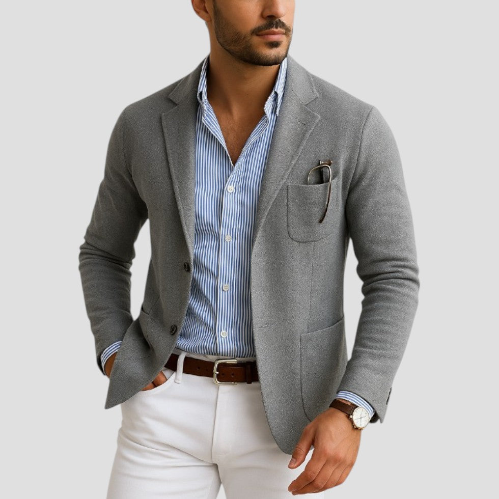 Herren Blazer mit Reverskragen und aufgesetzten Taschen