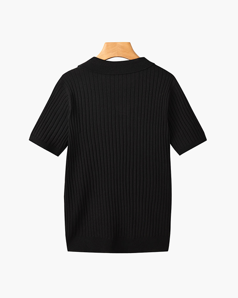 Herren Strickpoloshirt mit kurzen Ärmeln