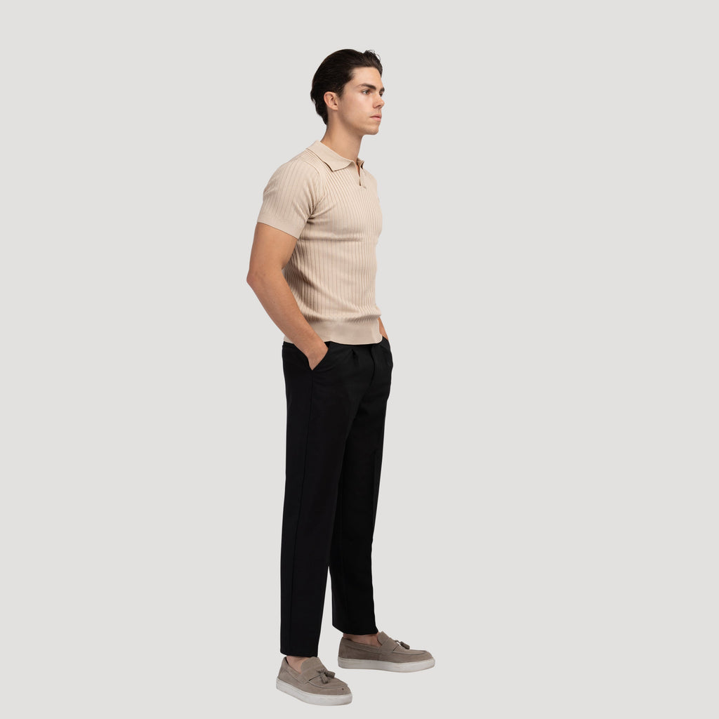 Herren Strickpoloshirt mit kurzen Ärmeln