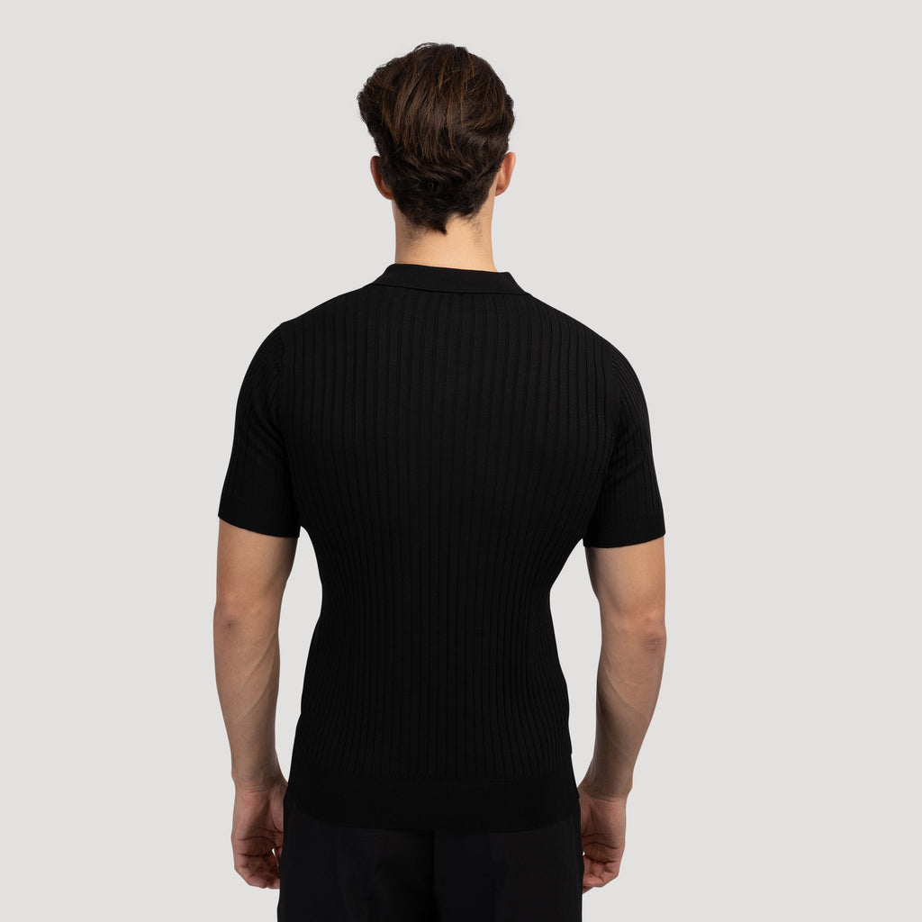 Herren Strickpoloshirt mit kurzen Ärmeln