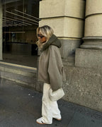 Damen Oversize Steppjacke mit Kapuze