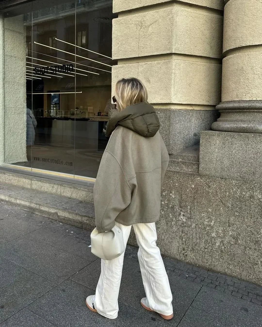 Damen Oversize Steppjacke mit Kapuze