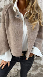 Damenjacke Baumwolle Elegant Übergangsjacke mit Rundhalsausschnitt
