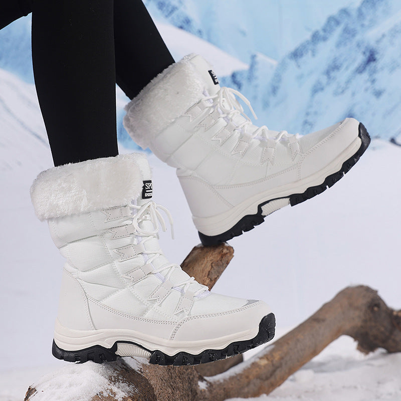 Damen wasserdichte Winterstiefel mit Kunstfellfutter