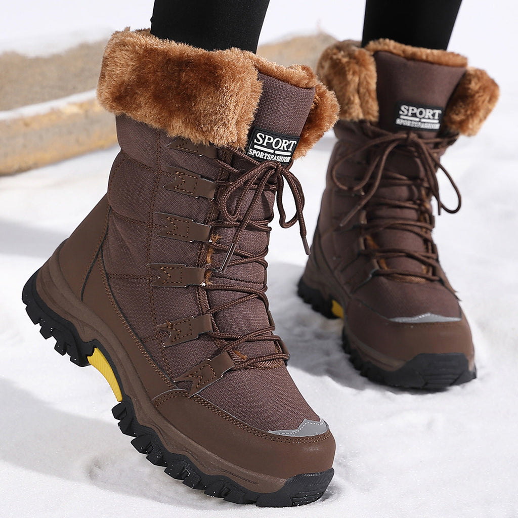 Damen wasserdichte Winterstiefel mit Kunstfellfutter
