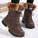 Damen wasserdichte Winterstiefel mit Kunstfellfutter