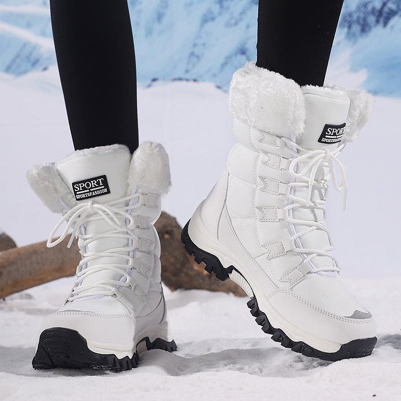 Damen wasserdichte Winterstiefel mit Kunstfellfutter