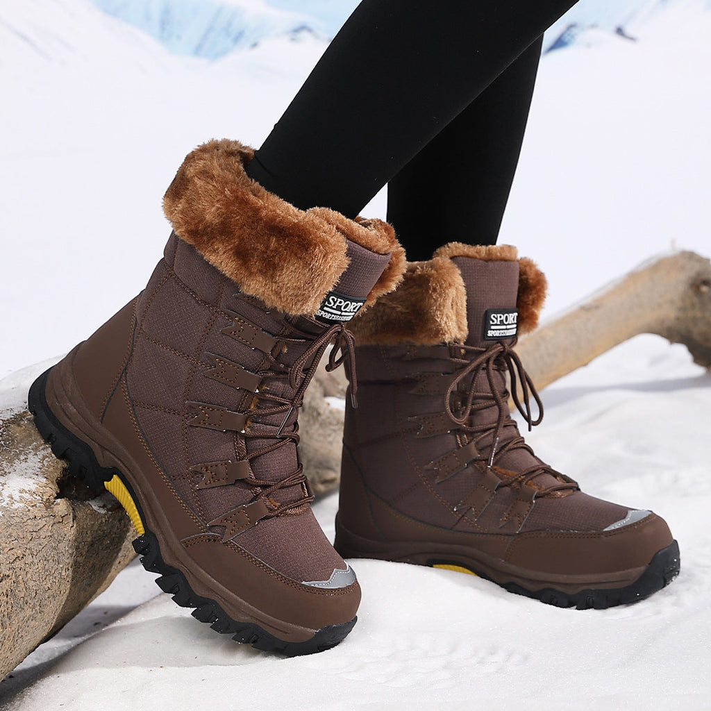 Damen wasserdichte Winterstiefel mit Kunstfellfutter
